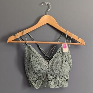 Victoria Secret Pink lace bralette pastel green Small NWT